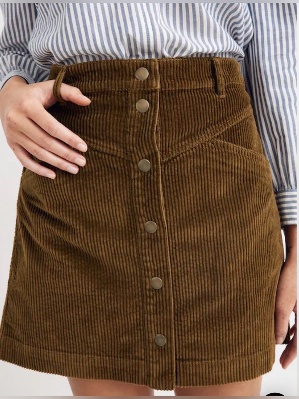 NWT Madewell Corduroy A-Line Snap Mini Skirt Sz 6